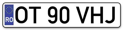 Placuta inmatriculare numar auto  OT-90-VHJ, OT 90 VHJ, OT90VHJ