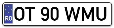 Placuta inmatriculare numar auto  OT-90-WMU, OT 90 WMU, OT90WMU