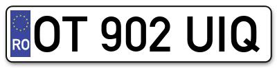 Placuta inmatriculare numar auto  OT-902-UIQ, OT 902 UIQ, OT902UIQ