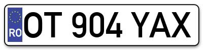 Placuta inmatriculare numar auto  OT-904-YAX, OT 904 YAX, OT904YAX