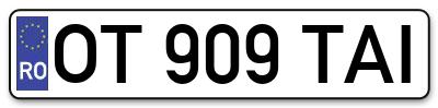 Placuta inmatriculare numar auto  OT-909-TAI, OT 909 TAI, OT909TAI