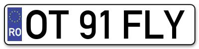 Placuta inmatriculare numar auto  OT-91-FLY, OT 91 FLY, OT91FLY