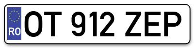 Placuta inmatriculare numar auto  OT-912-ZEP, OT 912 ZEP, OT912ZEP