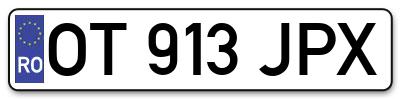 Placuta inmatriculare numar auto  OT-913-JPX, OT 913 JPX, OT913JPX