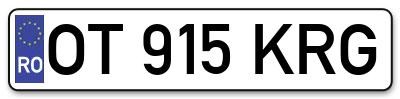 Placuta inmatriculare numar auto  OT-915-KRG, OT 915 KRG, OT915KRG