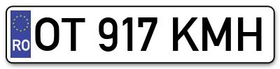 Placuta inmatriculare numar auto  OT-917-KMH, OT 917 KMH, OT917KMH