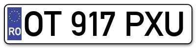 Placuta inmatriculare numar auto  OT-917-PXU, OT 917 PXU, OT917PXU