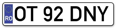 Placuta inmatriculare numar auto  OT-92-DNY, OT 92 DNY, OT92DNY