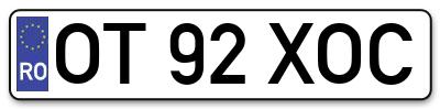 Placuta inmatriculare numar auto  OT-92-XOC, OT 92 XOC, OT92XOC