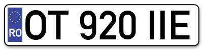 Placuta inmatriculare numar auto  OT-920-IIE, OT 920 IIE, OT920IIE