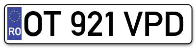 Placuta inmatriculare numar auto  OT-921-VPD, OT 921 VPD, OT921VPD
