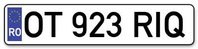 Placuta inmatriculare numar auto  OT-923-RIQ, OT 923 RIQ, OT923RIQ