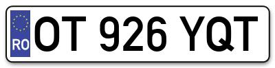 Placuta inmatriculare numar auto  OT-926-YQT, OT 926 YQT, OT926YQT
