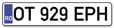 Placuta inmatriculare numar auto  OT-929-EPH, OT 929 EPH, OT929EPH