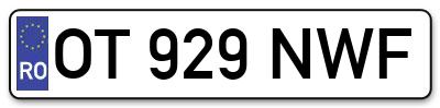 Placuta inmatriculare numar auto  OT-929-NWF, OT 929 NWF, OT929NWF