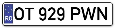 Placuta inmatriculare numar auto  OT-929-PWN, OT 929 PWN, OT929PWN