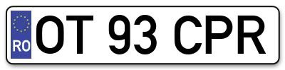 Placuta inmatriculare numar auto  OT-93-CPR, OT 93 CPR, OT93CPR