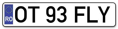 Placuta inmatriculare numar auto  OT-93-FLY, OT 93 FLY, OT93FLY