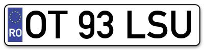 Placuta inmatriculare numar auto  OT-93-LSU, OT 93 LSU, OT93LSU