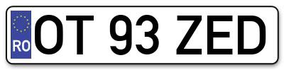 Placuta inmatriculare numar auto  OT-93-ZED, OT 93 ZED, OT93ZED