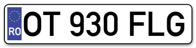 Placuta inmatriculare numar auto  OT-930-FLG, OT 930 FLG, OT930FLG