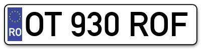 Placuta inmatriculare numar auto  OT-930-ROF, OT 930 ROF, OT930ROF