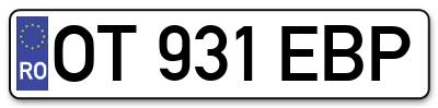 Placuta inmatriculare numar auto  OT-931-EBP, OT 931 EBP, OT931EBP