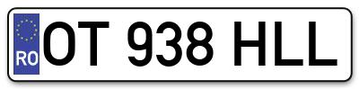 Placuta inmatriculare numar auto  OT-938-HLL, OT 938 HLL, OT938HLL