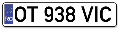 Placuta inmatriculare numar auto  OT-938-VIC, OT 938 VIC, OT938VIC