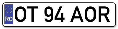 Placuta inmatriculare numar auto  OT-94-AOR, OT 94 AOR, OT94AOR