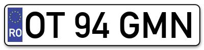 Placuta inmatriculare numar auto  OT-94-GMN, OT 94 GMN, OT94GMN