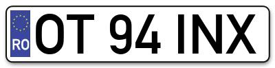 Placuta inmatriculare numar auto  OT-94-INX, OT 94 INX, OT94INX