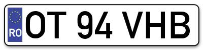 Placuta inmatriculare numar auto  OT-94-VHB, OT 94 VHB, OT94VHB