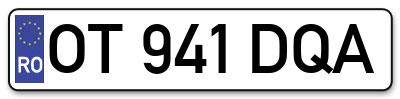 Placuta inmatriculare numar auto  OT-941-DQA, OT 941 DQA, OT941DQA