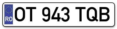 Placuta inmatriculare numar auto  OT-943-TQB, OT 943 TQB, OT943TQB