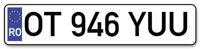 Placuta inmatriculare numar auto  OT-946-YUU, OT 946 YUU, OT946YUU