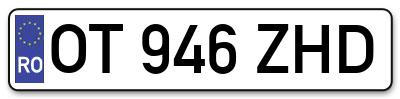 Placuta inmatriculare numar auto  OT-946-ZHD, OT 946 ZHD, OT946ZHD