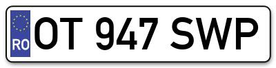 Placuta inmatriculare numar auto  OT-947-SWP, OT 947 SWP, OT947SWP