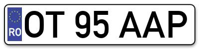 Placuta inmatriculare numar auto  OT-95-AAP, OT 95 AAP, OT95AAP