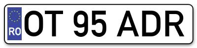 Placuta inmatriculare numar auto  OT-95-ADR, OT 95 ADR, OT95ADR