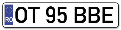 Placuta inmatriculare numar auto  OT-95-BBE, OT 95 BBE, OT95BBE