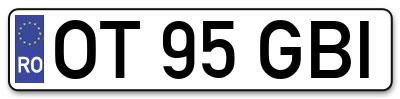 Placuta inmatriculare numar auto  OT-95-GBI, OT 95 GBI, OT95GBI