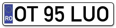 Placuta inmatriculare numar auto  OT-95-LUO, OT 95 LUO, OT95LUO
