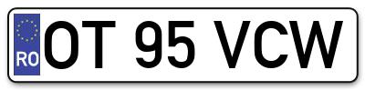 Placuta inmatriculare numar auto  OT-95-VCW, OT 95 VCW, OT95VCW