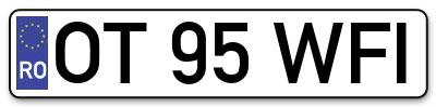 Placuta inmatriculare numar auto  OT-95-WFI, OT 95 WFI, OT95WFI