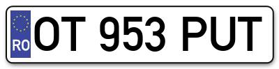 Placuta inmatriculare numar auto  OT-953-PUT, OT 953 PUT, OT953PUT