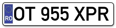 Placuta inmatriculare numar auto  OT-955-XPR, OT 955 XPR, OT955XPR