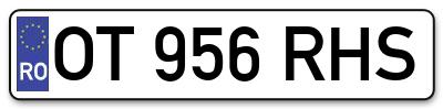 Placuta inmatriculare numar auto  OT-956-RHS, OT 956 RHS, OT956RHS