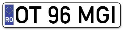 Placuta inmatriculare numar auto  OT-96-MGI, OT 96 MGI, OT96MGI