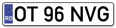 Placuta inmatriculare numar auto  OT-96-NVG, OT 96 NVG, OT96NVG
